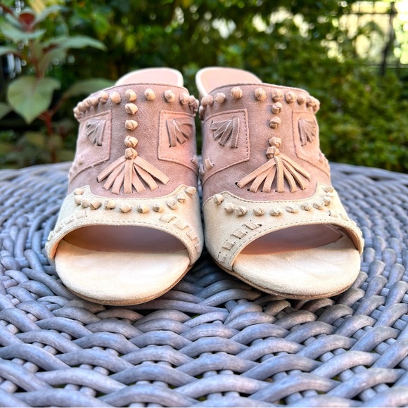 NWOT Sigerson Morrison Philip Suede Open Toe Mule Blush Sz 7.5 - Picture 5 of 11